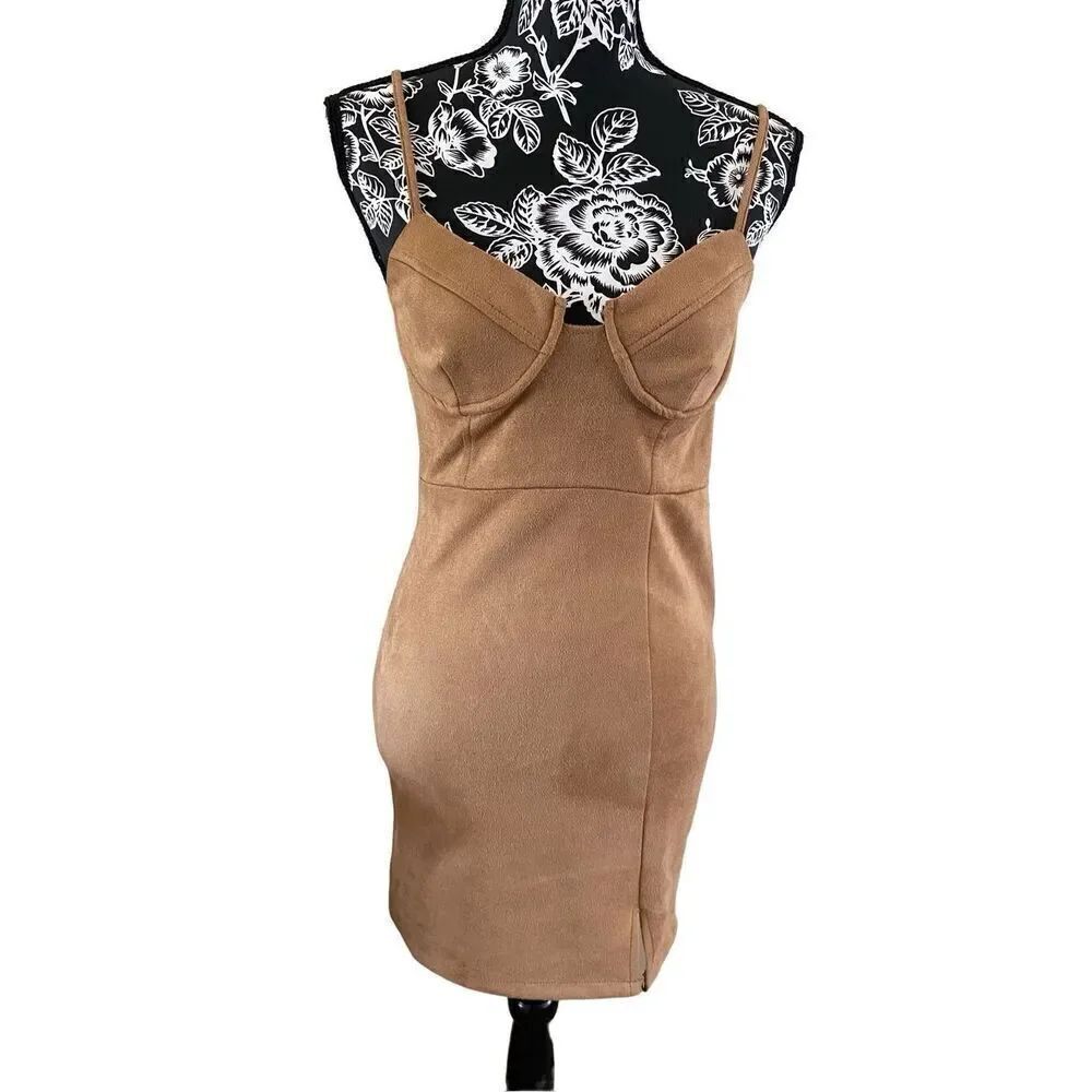 Flawed Papaya Balconette Suede Dress Formal Career Workwear Occupational